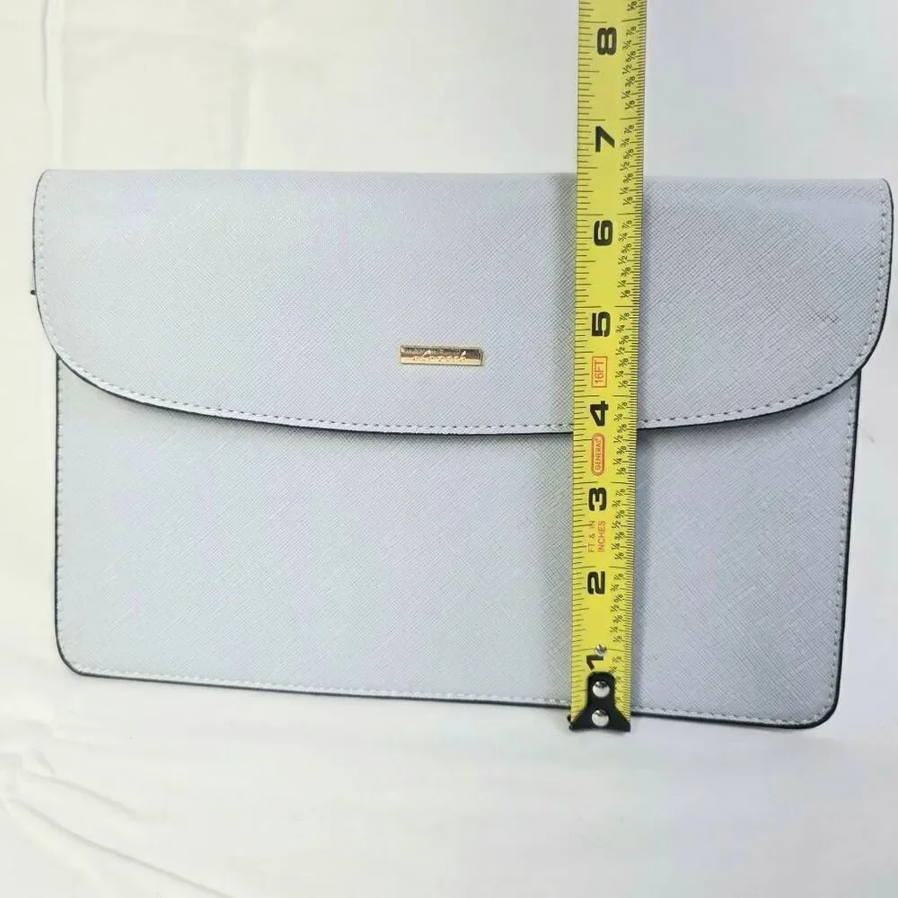 Francesca’s White Faux Leather Clutch Purse 10x7